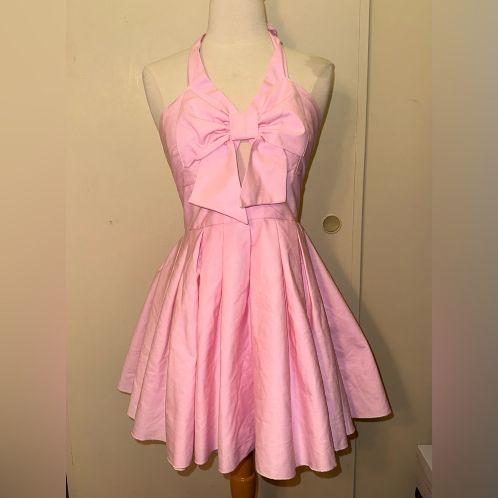 Jones + jones wicked Glinda style Pink Bow Halter mini Dress 8